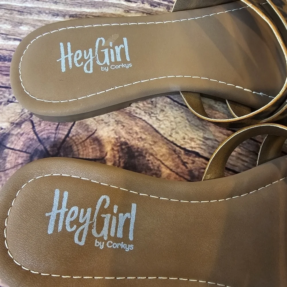 Hey Girl By Corkys Women's Size 9 Leopard Bikini Slide Sandals Summer